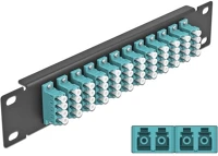 Delock 66779 10  üvegszálas patch panel 12 portos lc quad vízkék 1u fekete kép