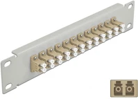 Delock 66788 10  üvegszálas patch panel 12 portos lc duplex bézs 1u szürke kép