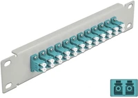 Delock 66789 10  üvegszálas patch panel 12 portos lc duplex vízkék 1u szürke kép