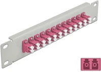 Delock 66790 10  üvegszálas patch panel 12 portos lc duplex ibolya 1u szürke kép