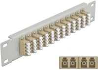 Delock 66798 10  üvegszálas patch panel 12 portos lc quad bézs 1u szürke kép