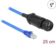 Delock 66808 Cat6 utp -> cat6 utp m/f adatkábel 0.25m kék ip68 tömszelencével kép