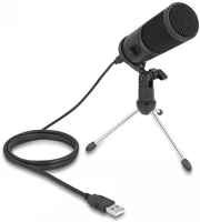 Delock 66832 usb-s kondenzátor mikrofon állvánnyal személyi számítógéphez és kép