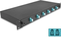 Delock 66998 19  optikai szálösszefűző doboz 6 db. lc duplex om3 1u teljes elrendezés kép