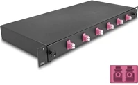 Delock 66999 19  optikai szálösszefűző doboz 6 db. lc duplex om4 1u teljes elrendezés kép