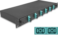 Delock 67001 19  optikai szálösszefűző doboz 6 db. sc duplex om3 1u teljes elrendezés kép