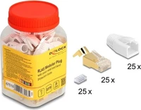 Delock 67018 Rj45 cat7 s/ftp csatlakozó dugó fehér törésgátlóval, 25db kép
