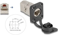Delock 67061 d-típusú rj45 beépített csatlakozó cat.6a stp védősapkával ip66 por kép