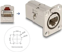 Delock 67062 D-típusú rj45 beépített csatlakozó cat.6a stp fém kép