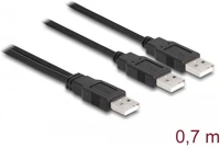 Delock 80000 Usb-a 2.0 -> 2db usb-a 2.0 m/m adatkábel 0.7m fekete kép