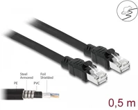 Delock 80112 Rj45 cat6a f/utp -> rj45 cat6a f/utp m/m adatkábel 0.5m fekete kép