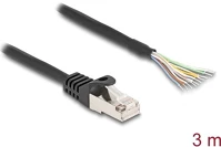 Delock 80207 Rj50 s/ftp -> nyitott vezeték m/m adatkábel 3m fekete kép