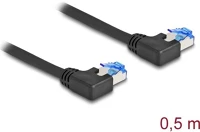 Delock 80209 Rj45 cat6a s/ftp -> rj45 cat6a s/ftp m/m adatkábel 0.5m fekete 90° bal/bal kép