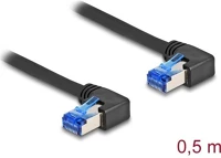 Delock 80213 Rj45 cat6a s/ftp -> rj45 cat6a s/ftp m/m adatkábel 0.5m fekete 90° jobb/jobb kép
