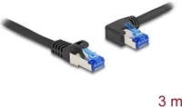 Delock 80220 Rj45 cat6a s/ftp -> rj45 cat6a s/ftp m/m adatkábel 3m fekete 90° egyenes/bal kép