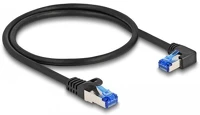 Delock 80221 Rj45 hálózati kábel cat.6a s/ftp egyenes / jobbra hajló 0,5 m fekete kép