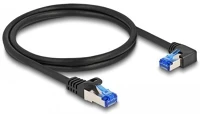 Delock 80222 Rj45 hálózati kábel cat.6a s/ftp egyenes / jobbra hajló 1 m fekete kép
