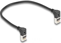 Delock 80279 Rj45 cat6a s/ftp -> rj45 cat6a s/ftp m/m adatkábel 0.25m fekete slim, 90° fel/fel kép