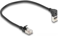 Delock 80285 Rj45 cat6a s/ftp -> rj45 cat6a s/ftp m/m adatkábel 0.25m fekete slim, 90° fel/egyenes kép