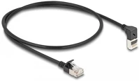 Delock 80286 Rj45 cat6a s/ftp -> rj45 cat6a s/ftp m/m adatkábel 0.5m fekete slim, 90° fel/egyenes kép