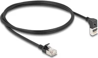 Delock 80287 Rj45 cat6a s/ftp -> rj45 cat6a s/ftp m/m adatkábel 1m fekete slim, 90° fel/egyenes kép