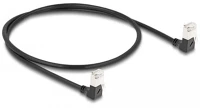 Delock 80298 Rj45 cat6a s/ftp -> rj45 cat6a s/ftp m/m adatkábel 0.5m fekete slim, 90° le/le kép