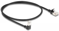 Delock 80304 Rj45 cat6a s/ftp -> rj45 cat6a s/ftp m/m adatkábel 0.5m fekete slim, 90° le/egyenes kép
