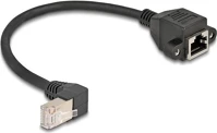 Delock 80309 Rj45 cat6a s/ftp -> rj45 cat6a s/ftp m/f adatkábel 0.25m fekete 90°/beépíthetó egyenes kép