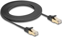 Delock 80327 Rj45 cat6a s/ftp -> rj45 cat6a s/ftp m/m adatkábel 3m fekete fonott borítással kép