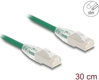 Delock 80363 Rj45 hálózati kábel cable cat.6a apa   apa hajlított csatlakozóval u/ftp slim 0,3 m, zöld kép
