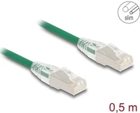 Delock 80364 Rj45 hálózati kábel cable cat.6a apa   apa hajlított csatlakozóval u/ftp slim 0,5 m, zöld kép