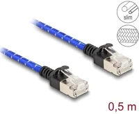 Delock 80376 Rj45 hálózati kábel fonott borítással cat.6a u/ftp slim, 0,5 m, kék kép