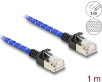 Delock 80377 Rj45 hálózati kábel fonott borítással cat.6a u/ftp slim, 1 m, kék kép