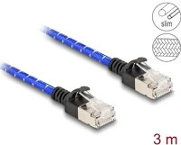 Delock 80379 Rj45 hálózati kábel fonott borítással cat.6a u/ftp slim, 3 m, kék kép