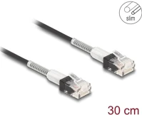 Delock 80387 Rj45 hálózati kábel dupla hajlítás védelemmel cat.6a utp slim 0,3 m, fekete kép