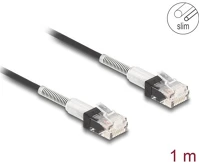 Delock 80389 Rj45 hálózati kábel dupla hajlítás védelemmel cat.6a utp slim 1 m, fekete kép