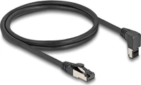 Delock 80394 Rj45 hálózati kábel cat.8.1 s/ftp 90  fokban felfelé hajló / egyenes 1 m fekete kép