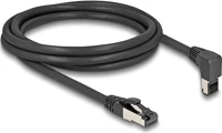Delock 80395 Rj45 hálózati kábel cat.8.1 s/ftp 90  fokban felfelé hajló / egyenes 2 m fekete kép