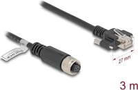 Delock 80428 M12 kábel a-kódú 8 tűs anya - rj45 apa csavarokkal cat.5e ftp 3 m hosszú fekete kép