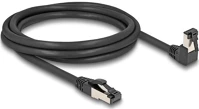 Delock 80446 Rj45 hálózati kábel cat.8.1 s/ftp 90  fokban lefelé hajló / egyenes 2 m fekete kép