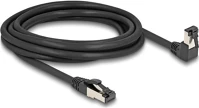 Delock 80447 Rj45 hálózati kábel cat.8.1 s/ftp 90  fokban lefelé hajló / egyenes 3 m fekete kép