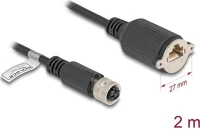 Delock 80453 M12 kábel d-kódú 4 tűs anya - rj45 anya cat.5e ftp installálásához 2 m, fekete kép