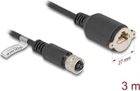 Delock 80454 M12 kábel d-kódú 4 tűs anya - rj45 anya cat.5e ftp installálásához 3 m, fekete kép