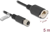 Delock 80455 M12 kábel d-kódú 4 tűs anya - rj45 anya cat.5e ftp installálásához 5 m, fekete kép