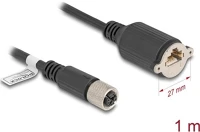Delock 80460 M12 kábel x-kódú 8 tűs anya - rj45 anya cat.6a s/ftp installálásához 1 m, fekete kép