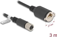 Delock 80462 M12 kábel x-kódú 8 tűs anya - rj45 anya cat.6a s/ftp installálásához 3 m, fekete kép