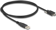Delock 80478 Usb-a 2.0 -> usb-b 2.0 mini m/m adatkábel 1m fekete rögzítő csavarokkal kép