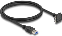 Delock 80483 Usb 5 gbps kábel a-típusú usb apa egyenes   micro-b usb apa csavarral 90 -ban felfelé hajlított 1 m fekete kép