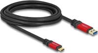 Delock 80619 Usb-c 3.2 gen2 -> usb-a 3.2 gen 2 m/m adatkábel 3m fekete-piros kép