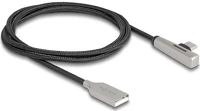 Delock 80766 Usb-c -> usb-a 2.0 m/f adatkábel 1m fekete-ezüst , led fénnyel, 90°/egyenes kép